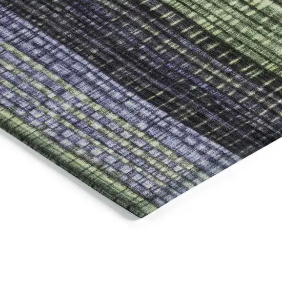 Artichoke Green And Purple Striped Washable Indoor Outdoor Area Rug Photo 3