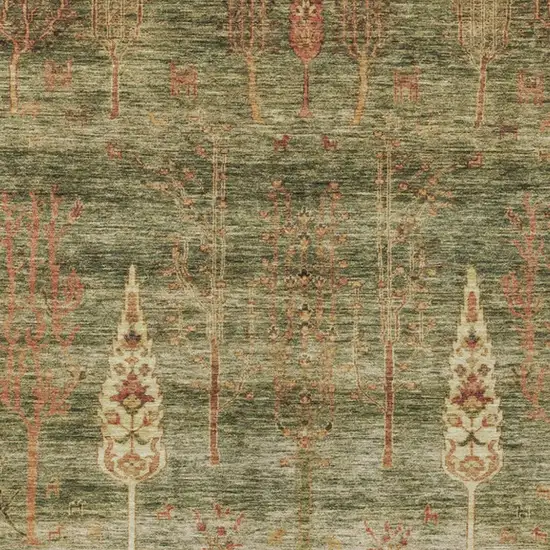 Artichoke Green And Rust Floral Washable Indoor Outdoor Area Rug Photo 4