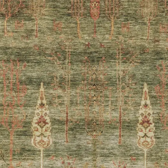 Artichoke Green And Rust Floral Washable Indoor Outdoor Area Rug Photo 4