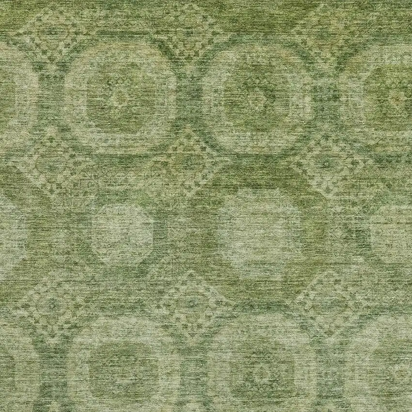 Artichoke Green And Sage Abstract Geometric Washable Area Rug With UV Protection Photo 3