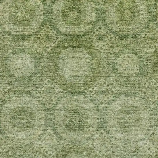 Artichoke Green And Sage Abstract Geometric Washable Area Rug With UV Protection Photo 3