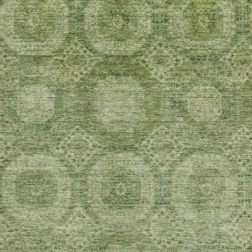 Artichoke Green And Sage Abstract Geometric Washable Area Rug With UV Protection Photo 3