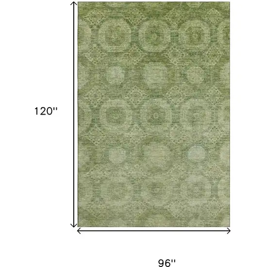 Artichoke Green And Sage Abstract Geometric Washable Area Rug With UV Protection Photo 9