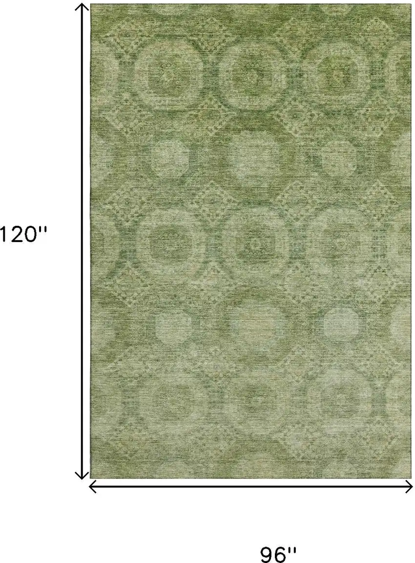 Artichoke Green And Sage Abstract Geometric Washable Area Rug With UV Protection Photo 9