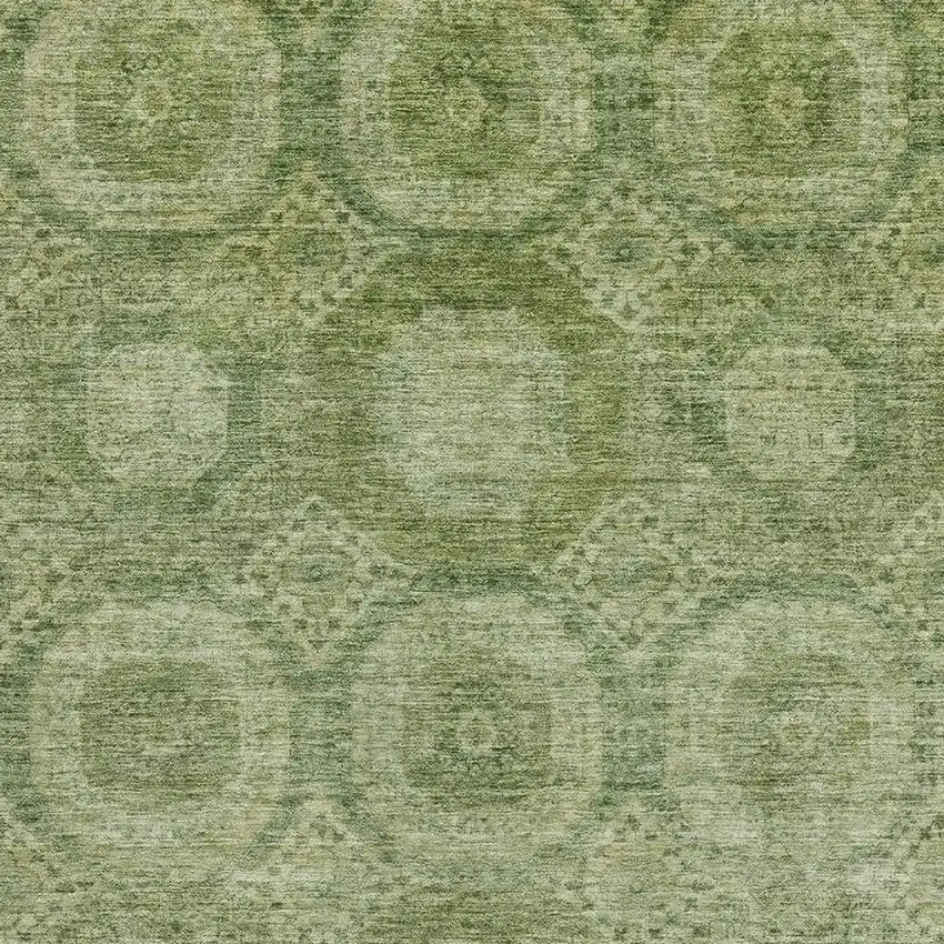 Artichoke Green And Sage Abstract Geometric Washable Area Rug With UV Protection Photo 3