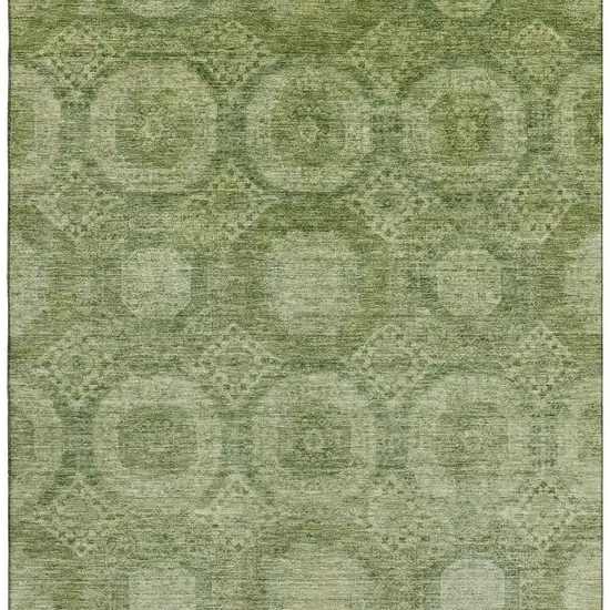 Artichoke Green And Sage Abstract Geometric Washable Area Rug With UV Protection Photo 4