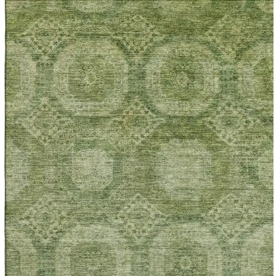 Artichoke Green And Sage Abstract Geometric Washable Area Rug With UV Protection Photo 3