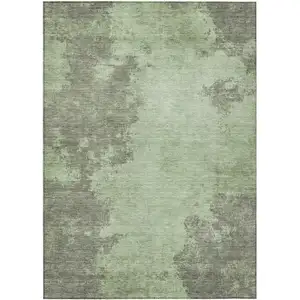 Photo of Artichoke Green And Sage Abstract Washable Indoor Outdoor Area Rug