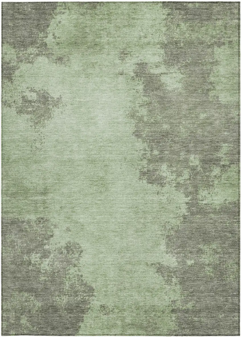 Artichoke Green And Sage Abstract Washable Indoor Outdoor Area Rug Photo 3