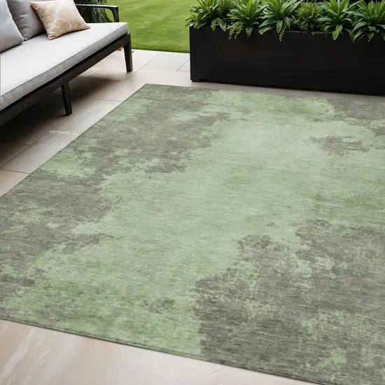 Artichoke Green And Sage Abstract Washable Indoor Outdoor Area Rug Photo 2