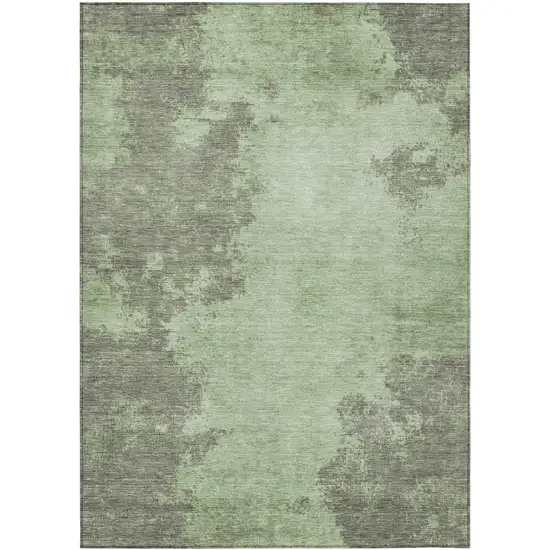 Artichoke Green And Sage Abstract Washable Indoor Outdoor Area Rug Photo 1
