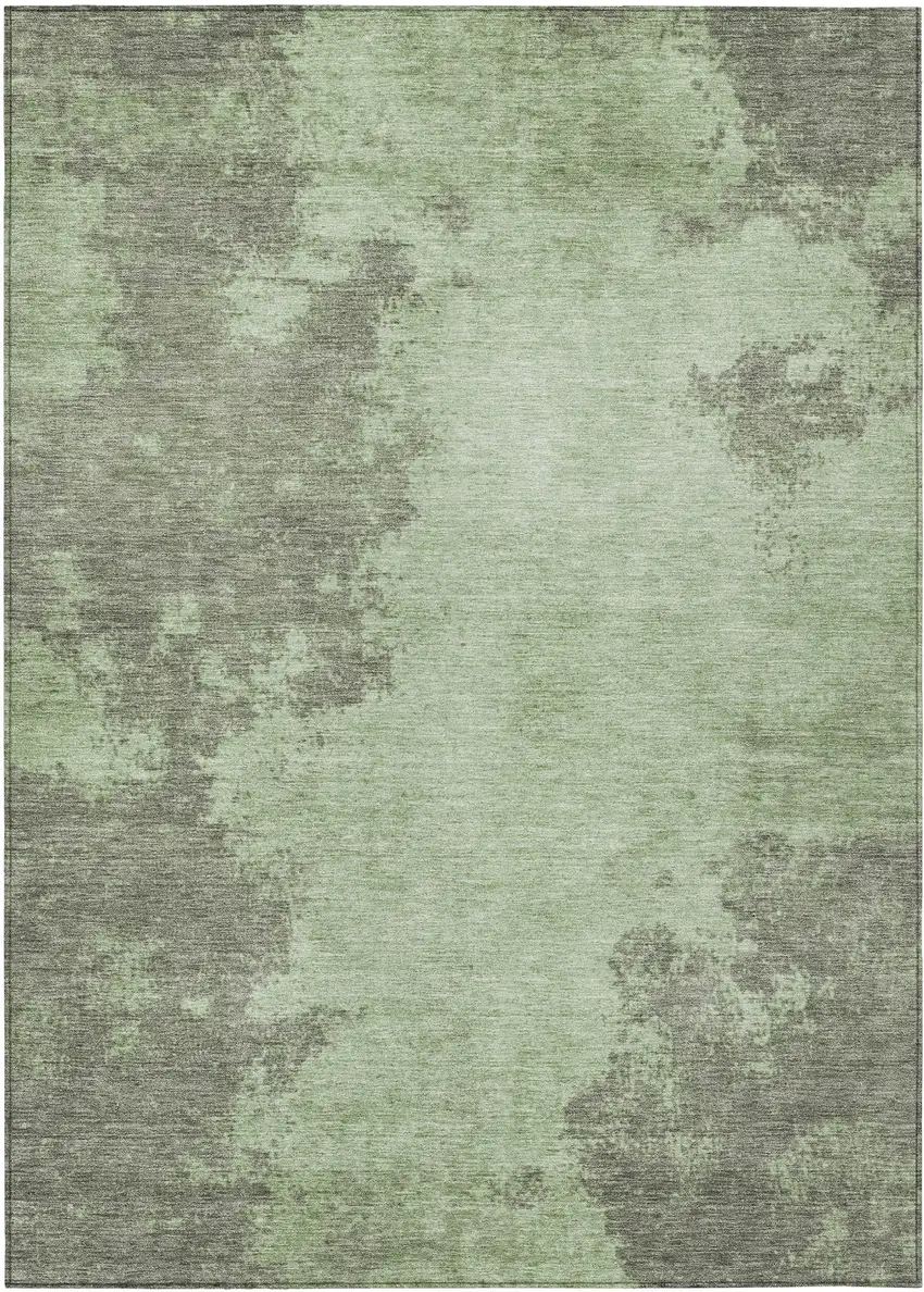 Artichoke Green And Sage Abstract Washable Indoor Outdoor Area Rug Photo 1