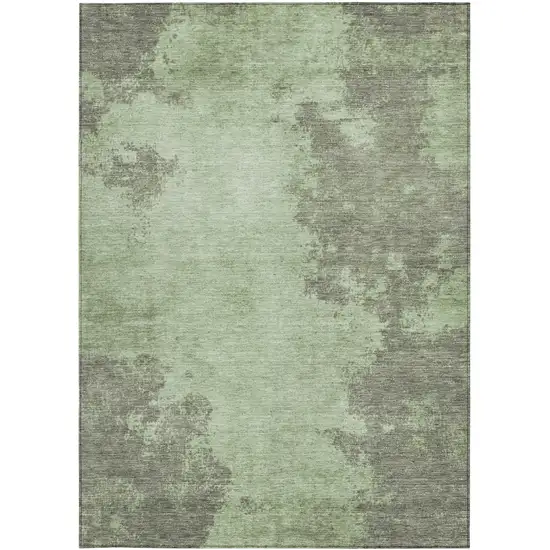 Artichoke Green And Sage Abstract Washable Indoor Outdoor Area Rug Photo 3
