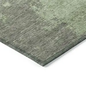Photo of Artichoke Green And Sage Abstract Washable Indoor Outdoor Area Rug