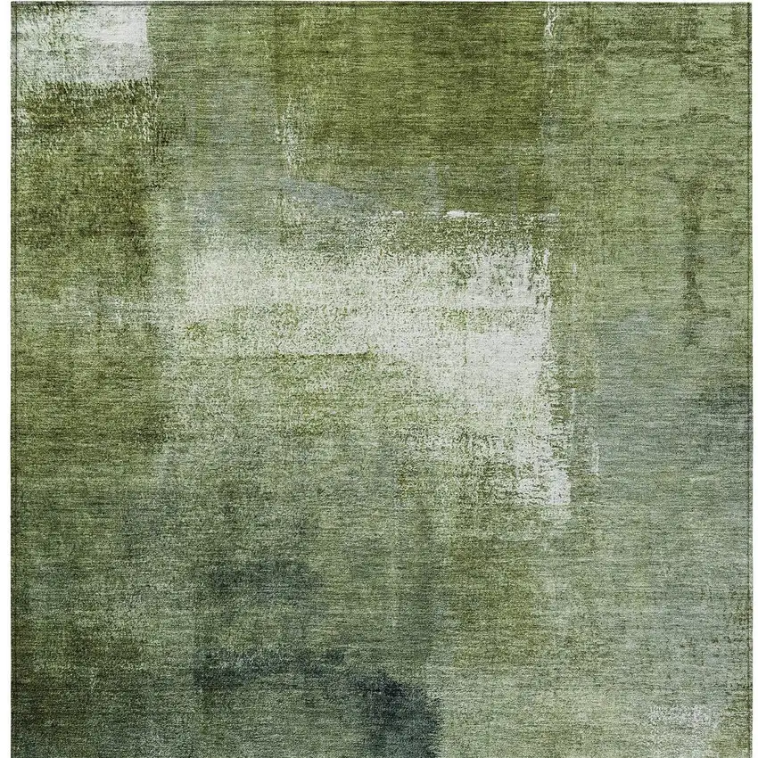 Artichoke Green And Sage Abstract Washable Indoor Outdoor Area Rug Photo 6