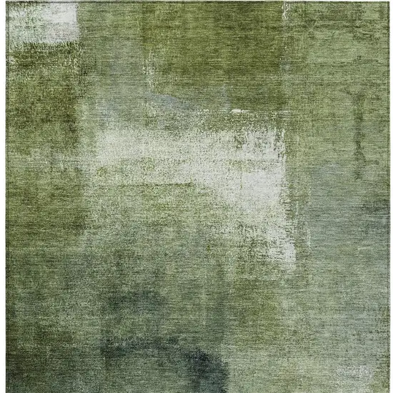 Artichoke Green And Sage Abstract Washable Indoor Outdoor Area Rug Photo 6