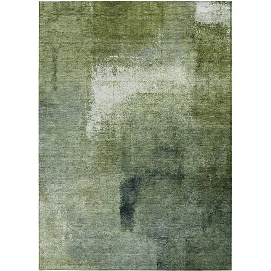 Artichoke Green And Sage Abstract Washable Indoor Outdoor Area Rug Photo 6