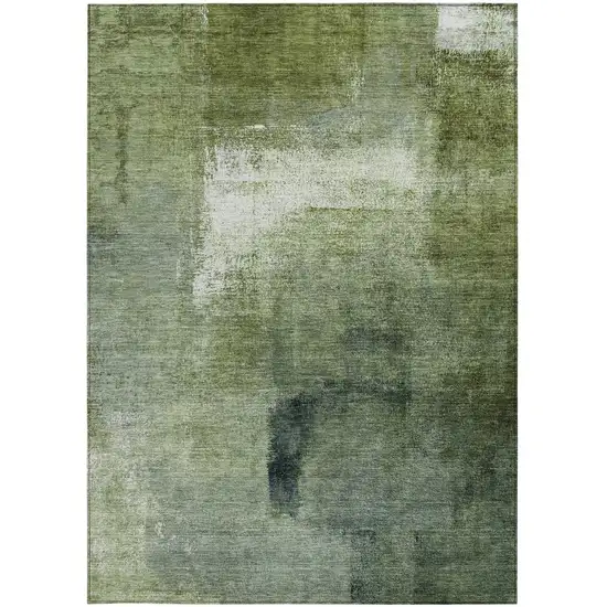 Artichoke Green And Sage Abstract Washable Indoor Outdoor Area Rug Photo 6