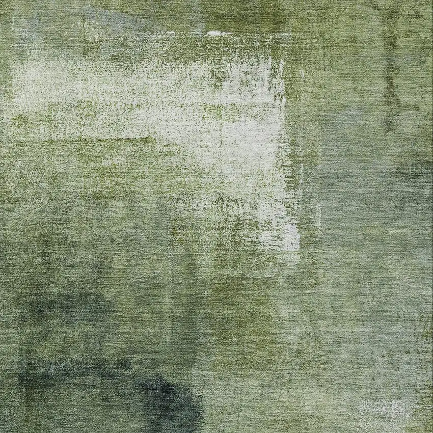 Artichoke Green And Sage Abstract Washable Indoor Outdoor Area Rug Photo 6