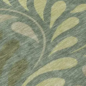 Photo of Artichoke Green And Sage Botanical Leaves Washable Indoor Outdoor Area Rug