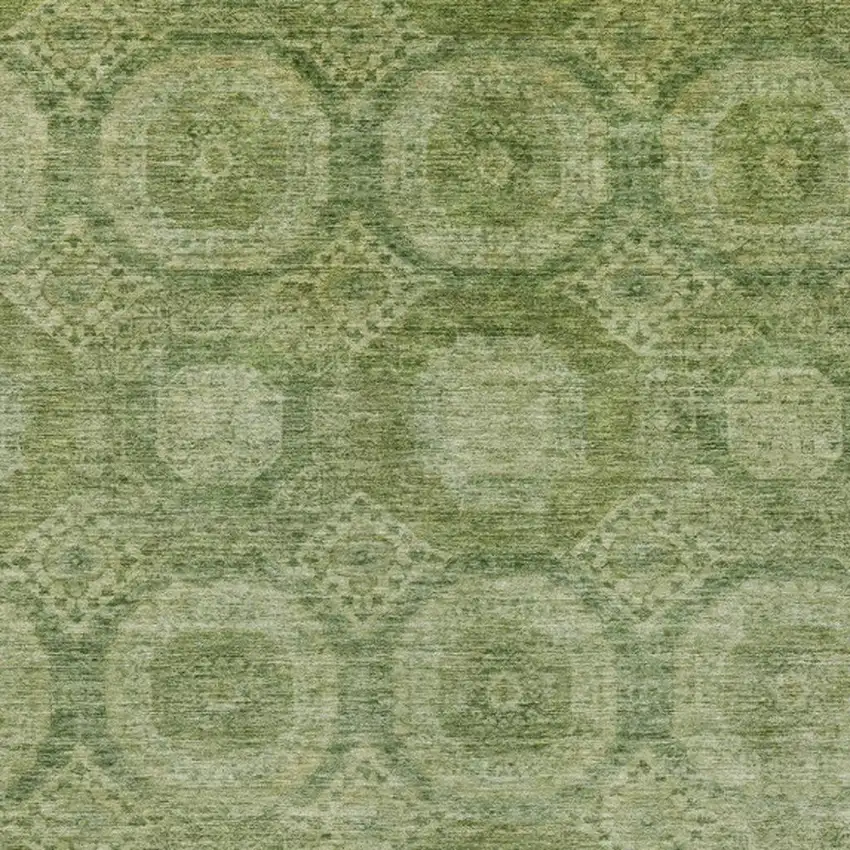 Artichoke Green And Sage Medallion Washable Indoor Outdoor Area Rug Photo 3