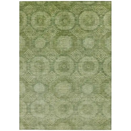 Artichoke Green And Sage Medallion Washable Indoor Outdoor Area Rug Photo 4