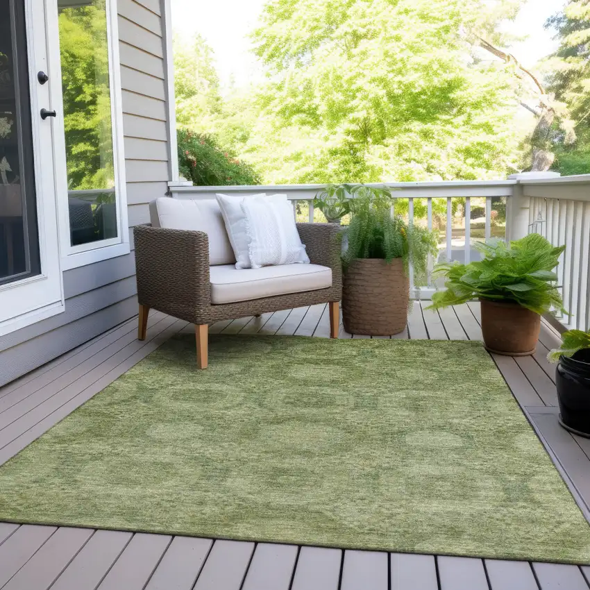 Artichoke Green And Sage Medallion Washable Indoor Outdoor Area Rug Photo 8