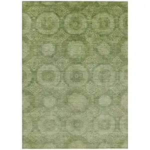 Photo of Artichoke Green And Sage Medallion Washable Indoor Outdoor Area Rug