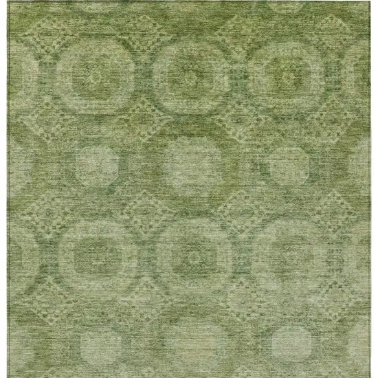 Artichoke Green And Sage Medallion Washable Indoor Outdoor Area Rug Photo 4
