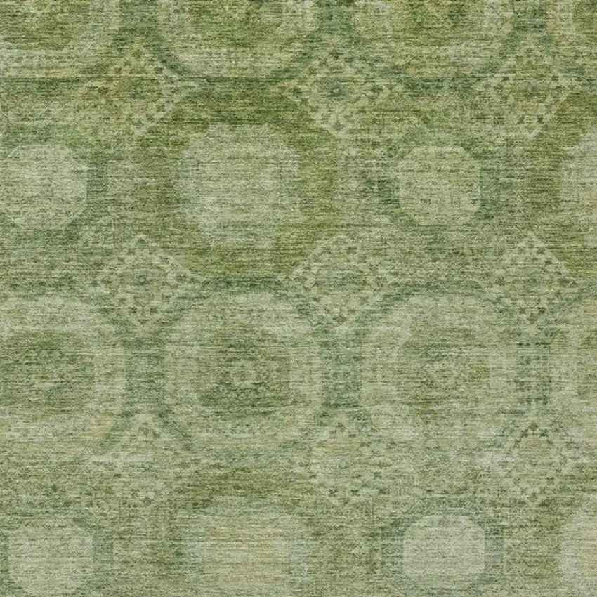 Artichoke Green And Sage Medallion Washable Indoor Outdoor Area Rug Photo 4