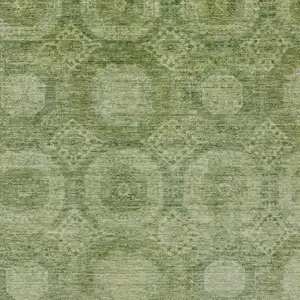 Photo of Artichoke Green And Sage Medallion Washable Indoor Outdoor Area Rug