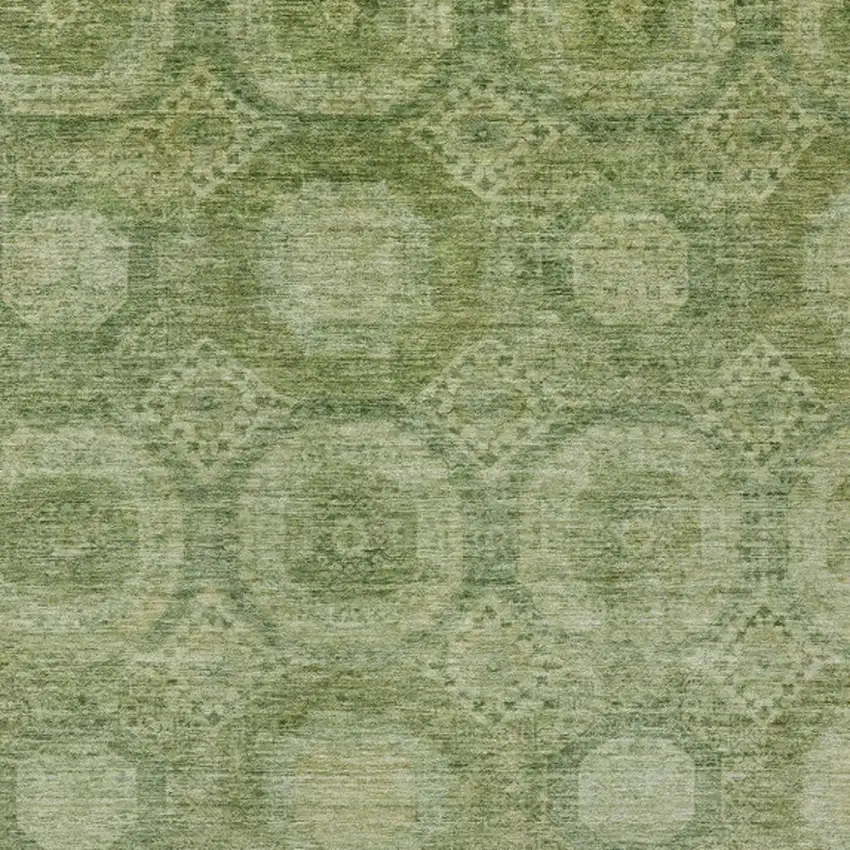 Artichoke Green And Sage Medallion Washable Indoor Outdoor Area Rug Photo 4