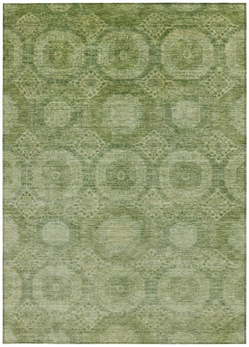 Artichoke Green And Sage Medallion Washable Indoor Outdoor Area Rug Photo 3