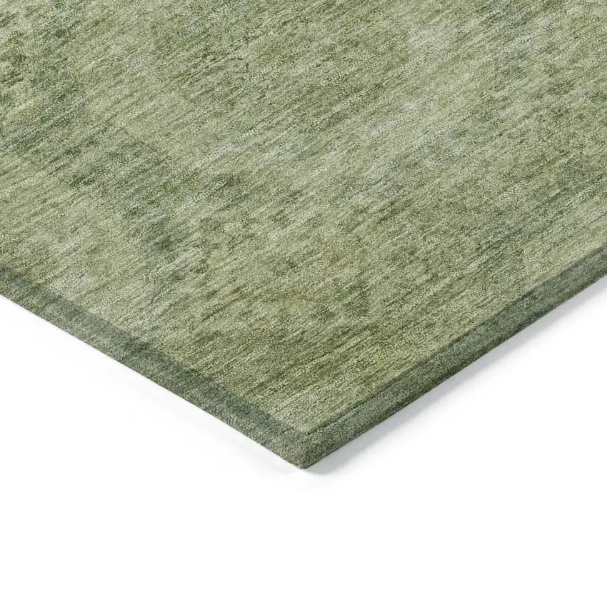 Artichoke Green And Sage Medallion Washable Indoor Outdoor Area Rug Photo 9