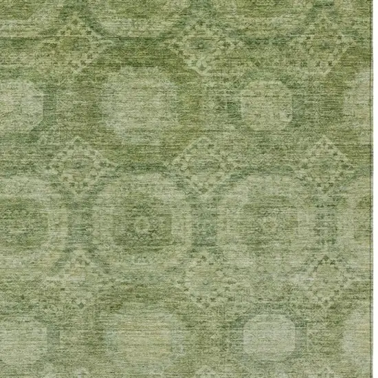 Artichoke Green And Sage Medallion Washable Indoor Outdoor Area Rug Photo 4