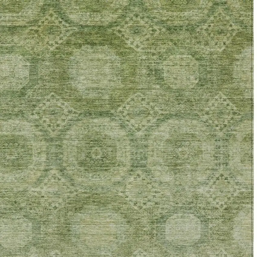 Artichoke Green And Sage Medallion Washable Indoor Outdoor Area Rug Photo 4