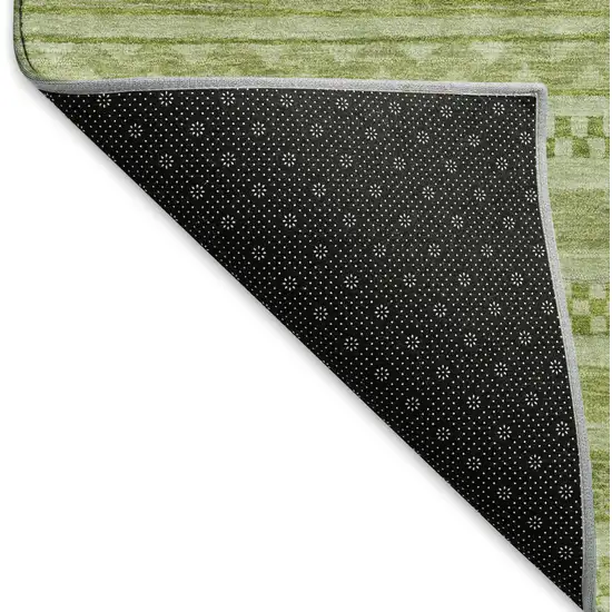 Artichoke Green And Sage Striped Washable Area Rug With UV Protection Photo 6