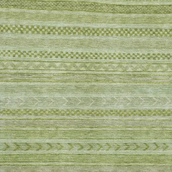 Artichoke Green And Sage Striped Washable Area Rug With UV Protection Photo 2