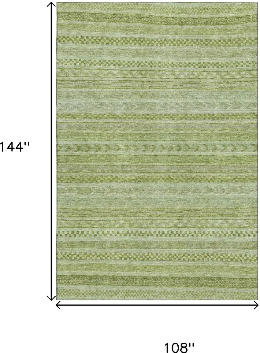 Artichoke Green And Sage Striped Washable Area Rug With UV Protection Photo 8