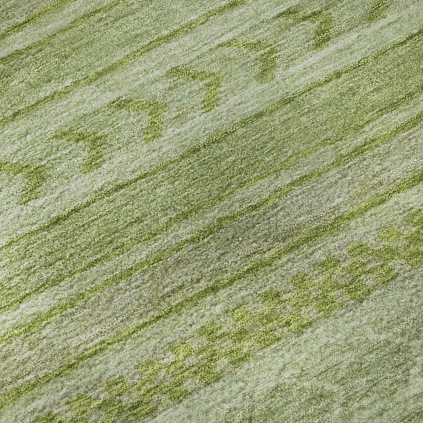 Artichoke Green And Sage Striped Washable Area Rug With UV Protection Photo 8