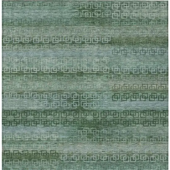 Artichoke Green And Sage Striped Washable Indoor Outdoor Area Rug Photo 5