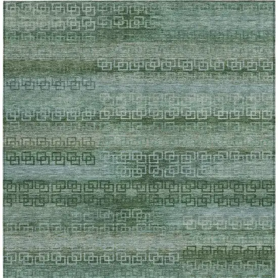 Artichoke Green And Sage Striped Washable Indoor Outdoor Area Rug Photo 3