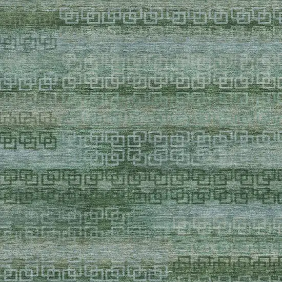 Artichoke Green And Sage Striped Washable Indoor Outdoor Area Rug Photo 3