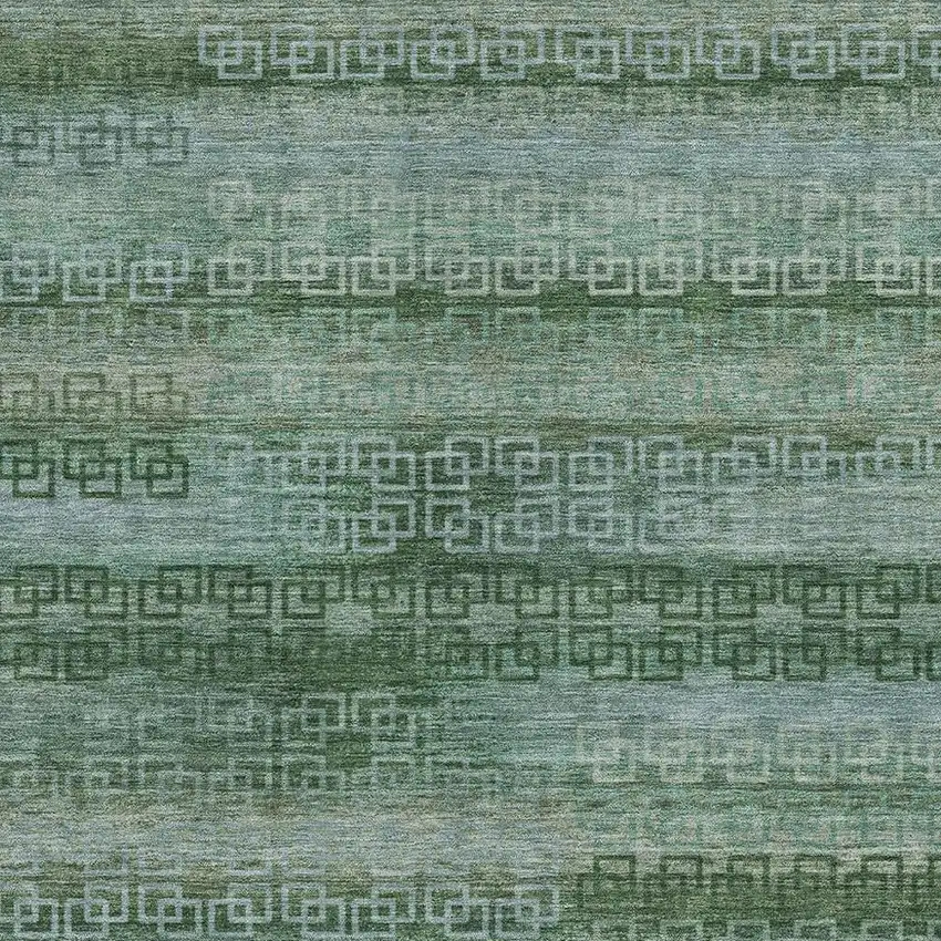 Artichoke Green And Sage Striped Washable Indoor Outdoor Area Rug Photo 3