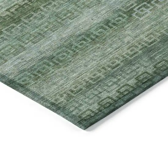 Artichoke Green And Sage Striped Washable Indoor Outdoor Area Rug Photo 9