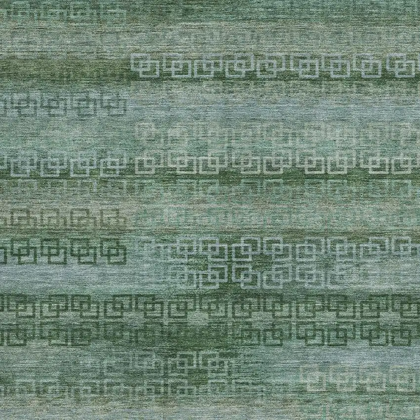 Artichoke Green And Sage Striped Washable Indoor Outdoor Area Rug Photo 3