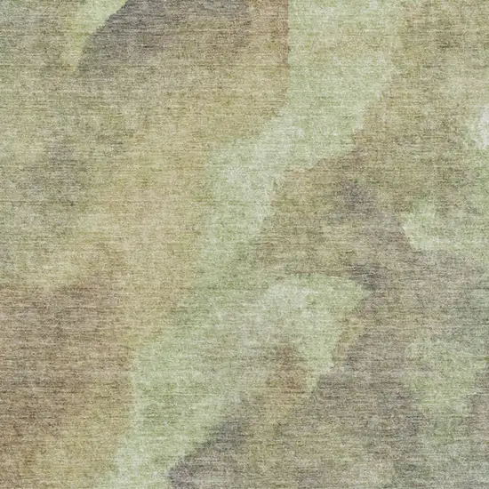 Artichoke Green And Taupe Abstract Washable Indoor Outdoor Area Rug Photo 1