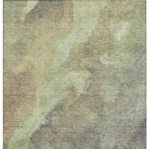 Photo of Artichoke Green And Taupe Abstract Washable Indoor Outdoor Area Rug