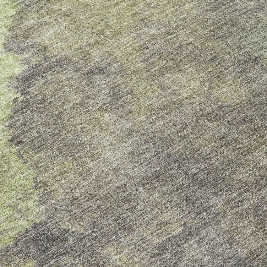 Artichoke Green And Taupe Abstract Washable Indoor Outdoor Area Rug Photo 7