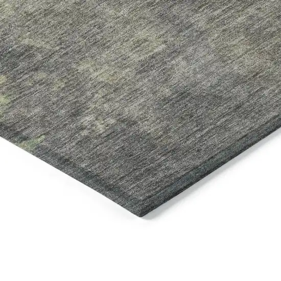 Artichoke Green And Taupe Abstract Washable Indoor Outdoor Area Rug Photo 7